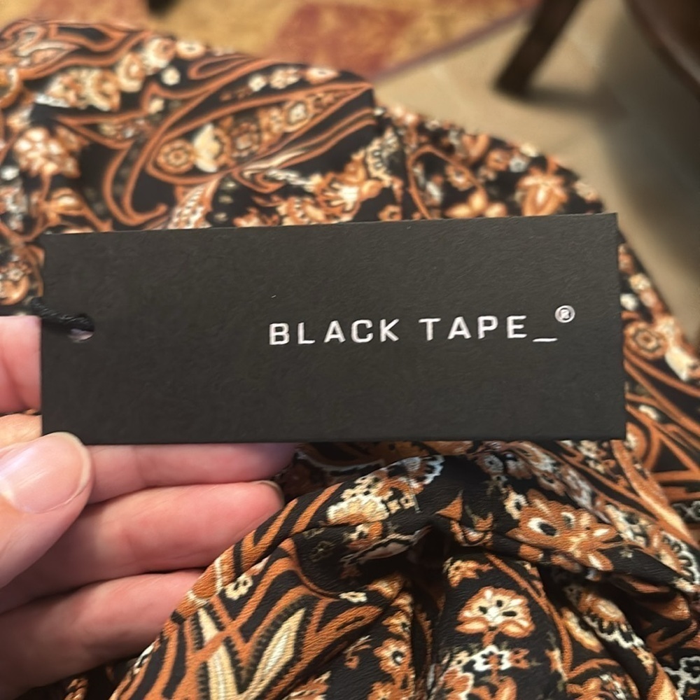 Black Tape Floral Faux Wrap Long Sleeve Midi Dress - Picture 8 of 9